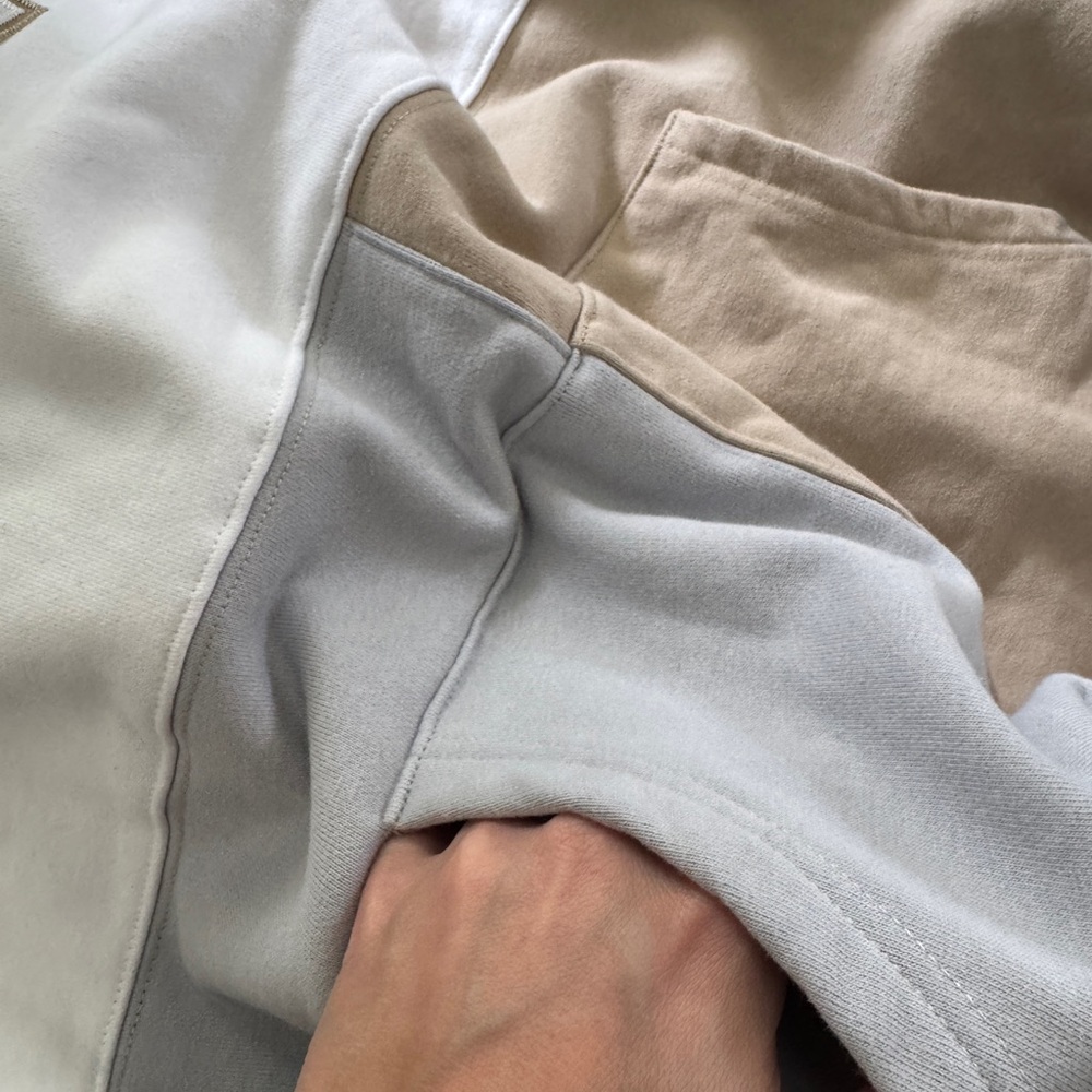 Kith Unisex Hoodie Colorblock College Sweatshirt in White, Gray, Tan - Picture 8 of 13